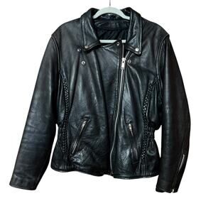 Jim Leather Vintage Women's Motorcycle Soft Leather Jacket Double Zip Size M